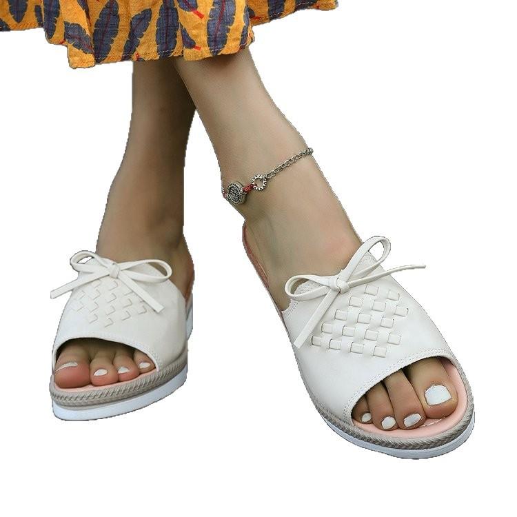 Summer new women's wedge heel slippers large size fish mouth casual wedge heel thick slippers