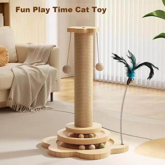 Katzenkratzbaum Katzenkratzbaum mit Ball und Federspielzeug Interaktiver Ball