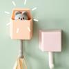 Punch Free Cute Cat Wall Hook Self Adhesive Cartoon Decor Hooks Wall Hanger  For Keys Bags Towels