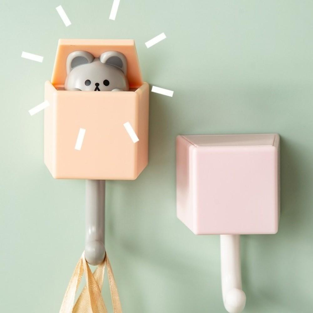 Punch Free Cute Cat Wall Hook Self Adhesive Cartoon Decor Hooks Wall Hanger For Keys Bags Towels