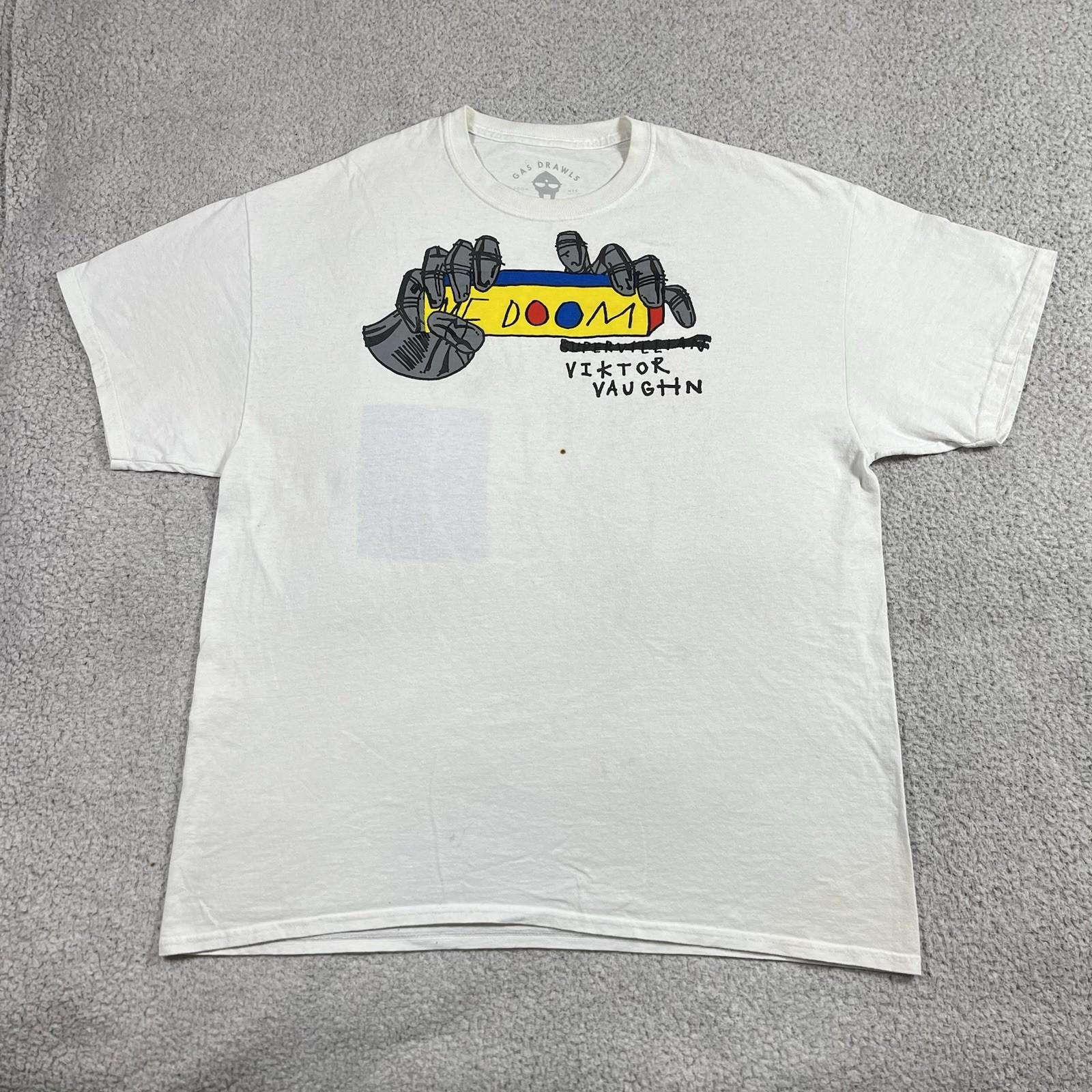 Mf Doom Gas Drawls Men XL White Hip Hop Viktor Vaughn Graphic Supervillain Unisex T-Shirt S