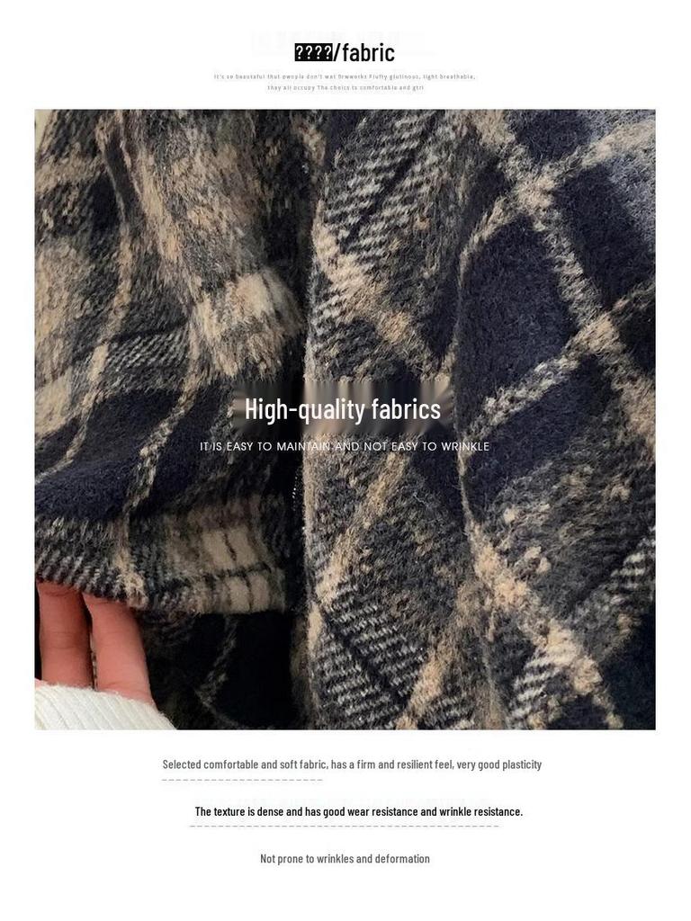 Japanese Korean Style High-Waisted Wool Plaid Pleated Skirt for Women - Mid-Length, Autumn/Winter 2026