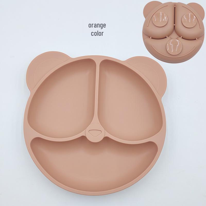 Silicone Bear Ears 3-Compartment Suction Plate for Kids