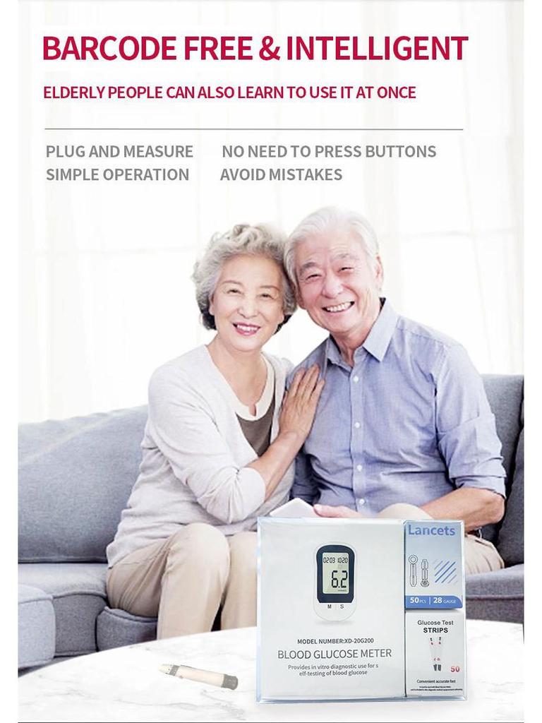Home Blood Glucose Meter for Middle-aged and Elderly - No Calibration Needed