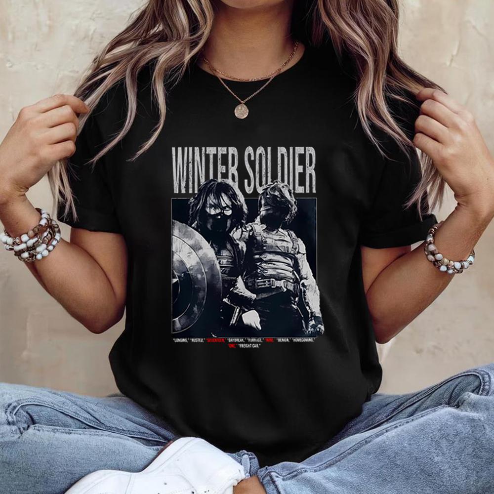 Vintage Winter Soldier T Shirt Bucky Barnes Shirt Retro 90s Tshirt Unisex Short Sleeves Tops Trendy Graphic T Shirts Fan Gifts