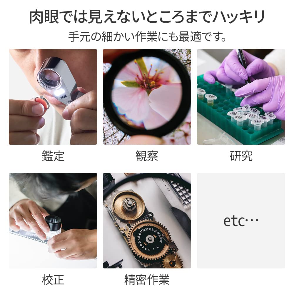 UPstore Loupe 40x Gem Appraisal Jewelry Loupe Gem Loupe with LED Light Black Light Foldable Lightweight Compact