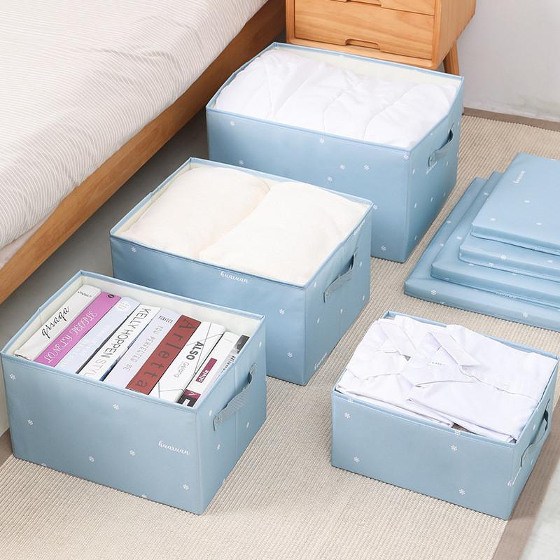 Contenitore Pieghevole in Tessuto Raso con Coperchio per Organizzare l'Armadio della Camera da Letto