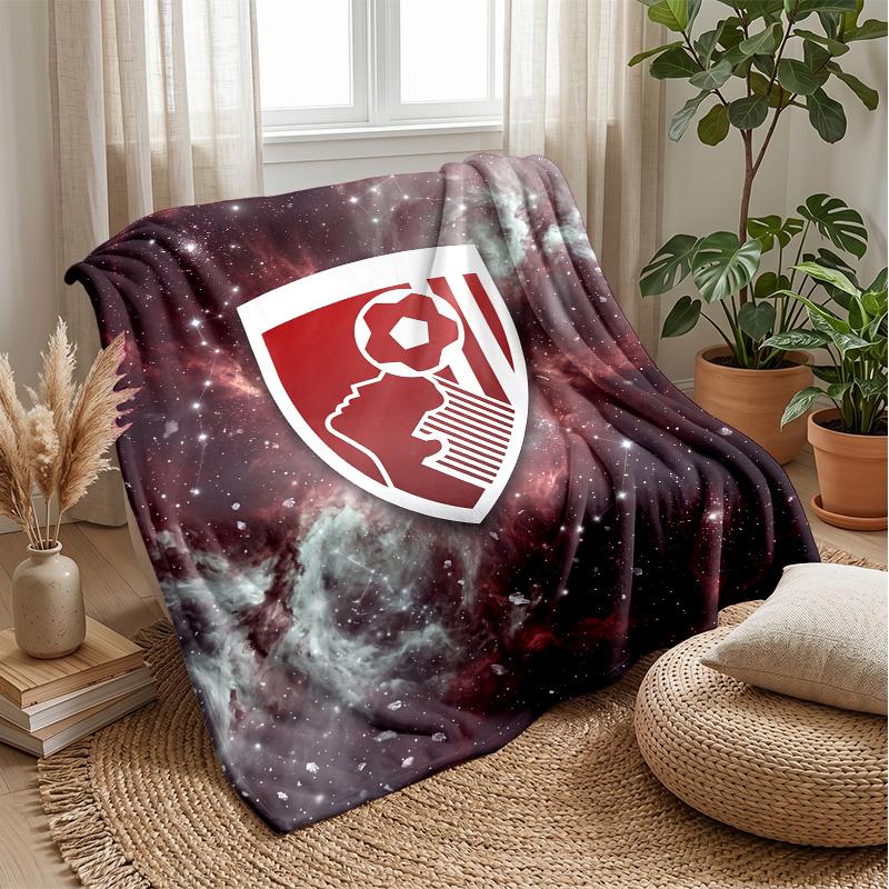 Bournemouth Football Print Flannel Blanket, Soft Warm Lightweight Throw Blanket for Sofa Bed Camping