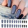 24Pcs Almond Long French Fake Nails Pointed Glossy White Edge Artificial Acrylic Press On Nails Removable Nail Art Tips
