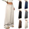 Women High Waist Loose Fit Wide Leg Pants Soft Flowing Fabric Relaxed Casual Trousers with Drawstring Waistband for Daily Wear