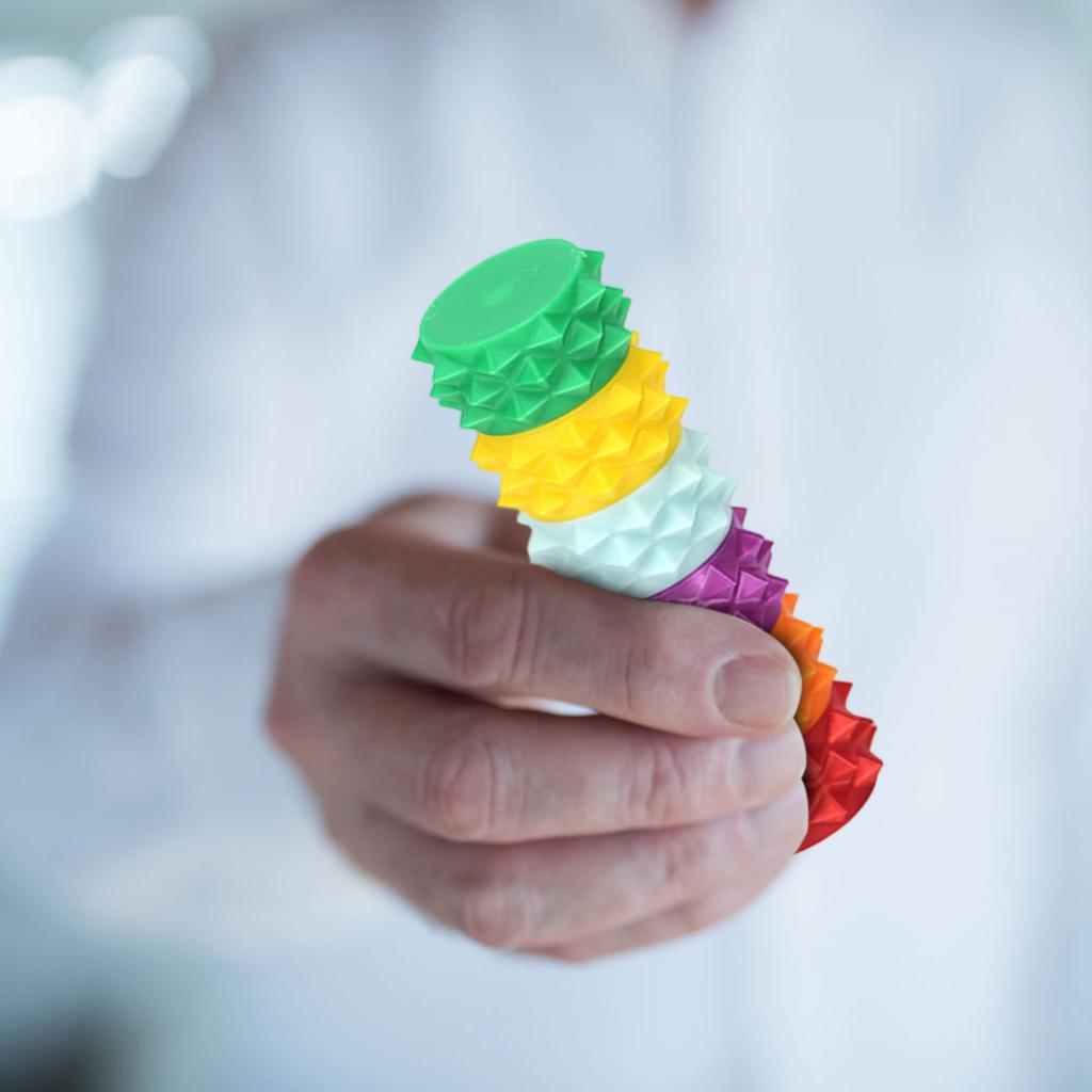 3D Printed Spiral Fingertip Decompression Massage Stick With Small Handle