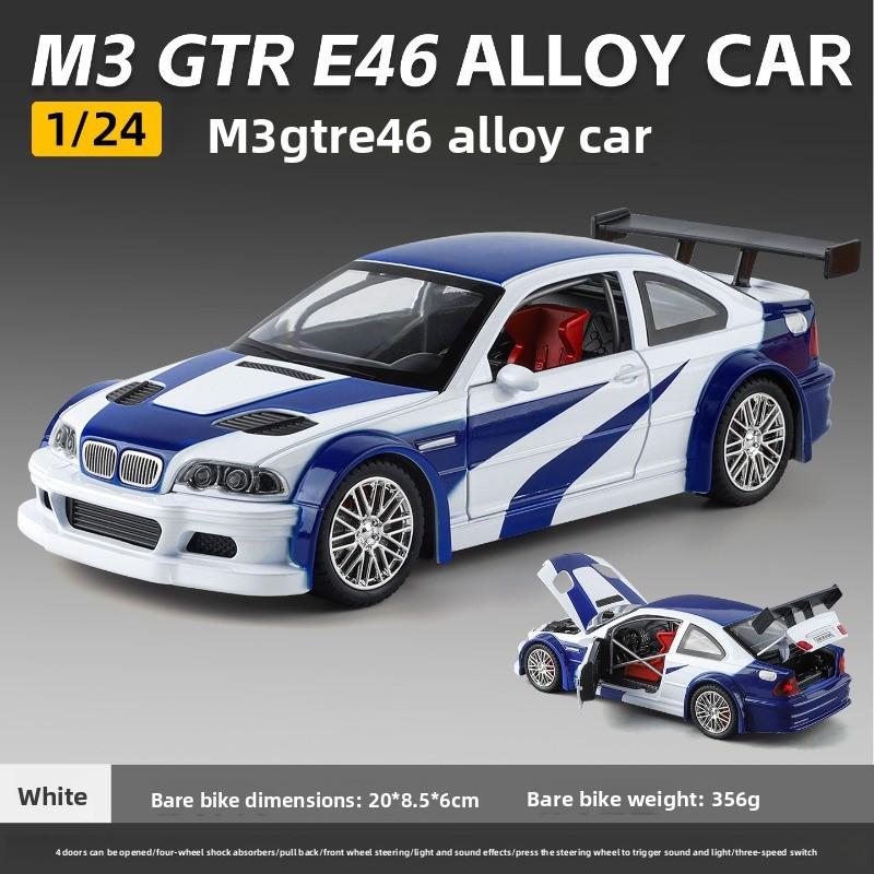 

Diecast alloy 1:24 BMW M3 GTR E46 Racing Car Model Miniature Voiture Collection Ornament Toy Vehicle Boyfriend Birthday Gift белый