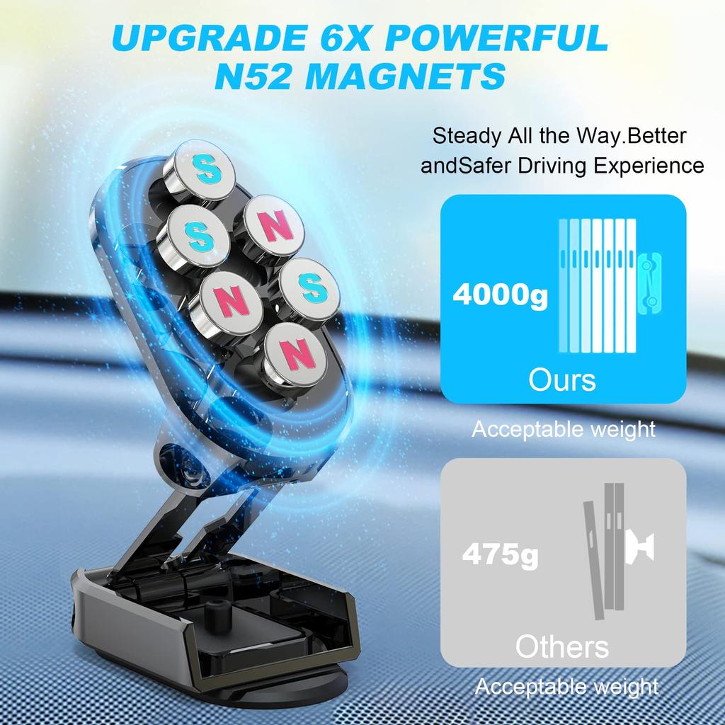 Metall Magnetische Auto Handy Halter Klapp Magnet Handy Ständer in Auto GPS Unterstützung Für iPhone Xiaomi 360 ° Drehbare Moun