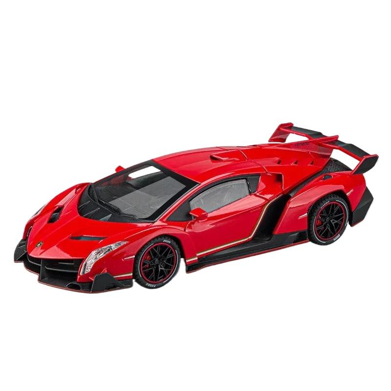 1/24 Lamborghini Poison Veneno Car Alloy Car Diecast Metal Model Sound Light Pull Back Toy Collect Gift Box Ornaments Kids Toys
