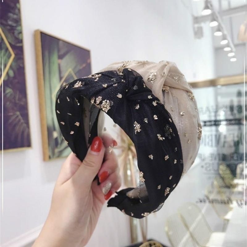 Fashion Rhinestone Headband Women Snowflake Shape Diamond Hairband Adult Girls Hair Accessories Fresh Mesh Cloth Hair Hoop
