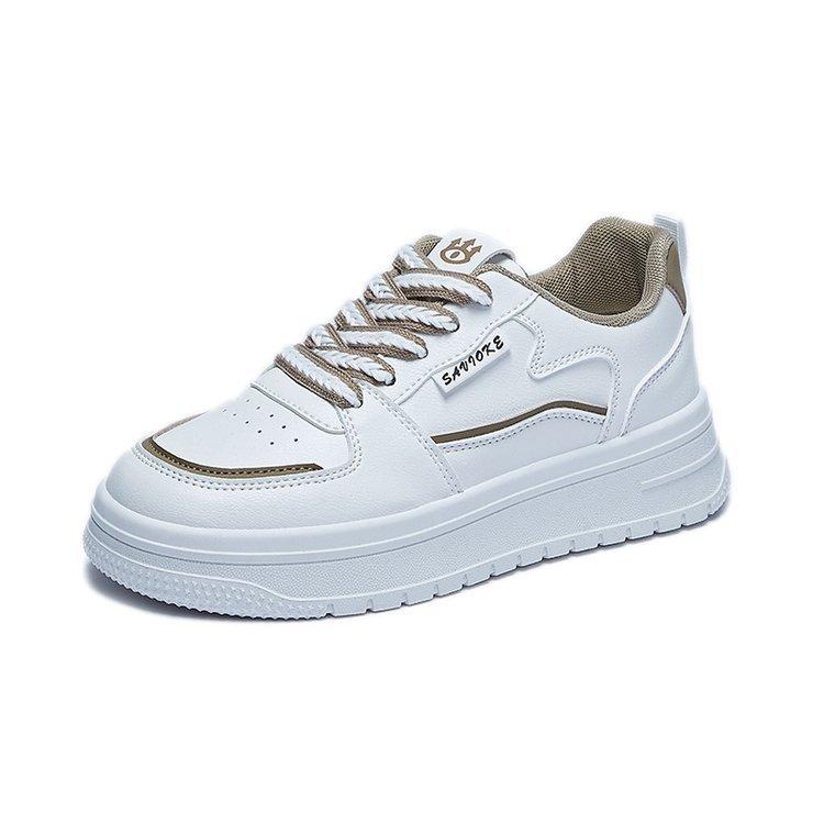 2025 spring and summer new little white shoes women's sports ins trendy thick-soled contrasting color lace-up casual shallow mouth board shoes women