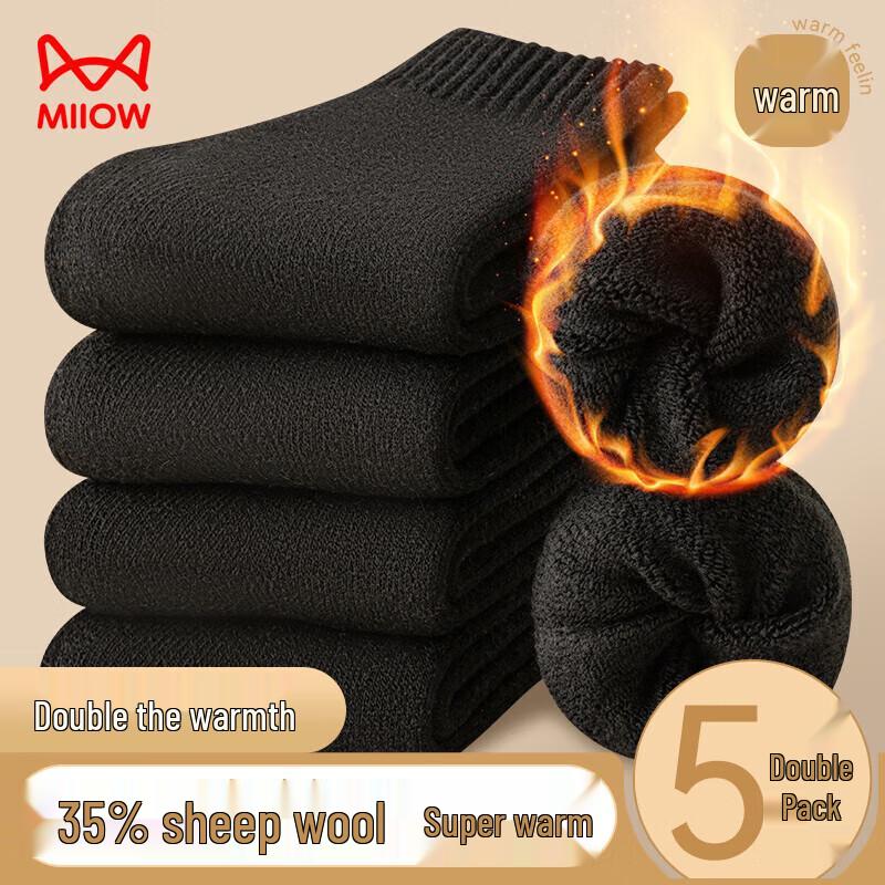 Miiow Women s 35% Wool Thickened Terry Socks (5 Pairs) One Size