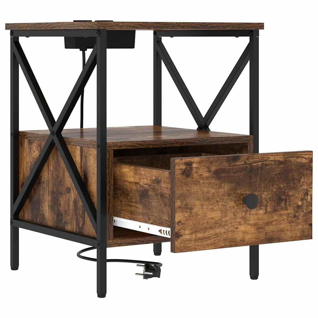 Nightstand Smoked Oak 41.5 x 40.5 x 55 cm Engineered Wood