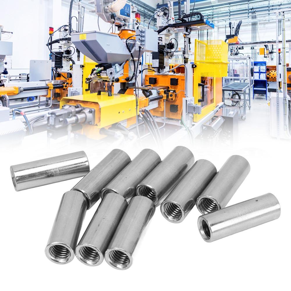 10pcs Round Shape Round Rod Connector Female Thread Stud Nut Coupling Nut Industrial Assembly