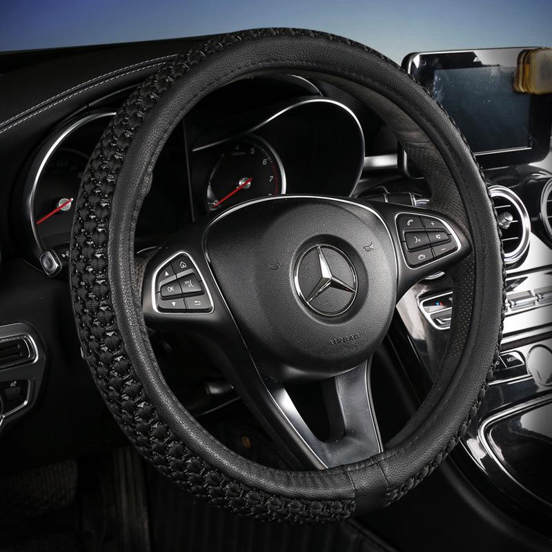 Ice Silk Universal Car Steering Wheel Cover - Non-Slip, Wear-Resistant, Sweat-Absorbent, Suitable for All Seasons and Small Cars