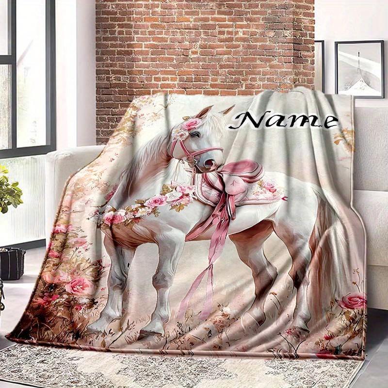 The White Horse In My Dream Customize Your Name Blanket Warm Comfortable And Soft Blankets Are Suitable For Home Lunch Break Blanket Office Sofa Sofa