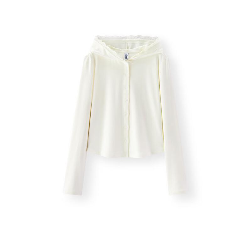 Semir Women's Short Lace Hooded Slim Fit Long Sleeve T-Shirt