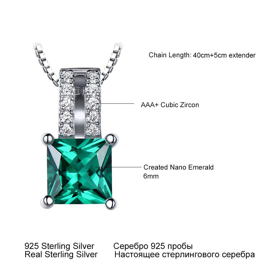 Umcho Zielona zawieszka ślubna ze szmaragdem w szlifie Princess