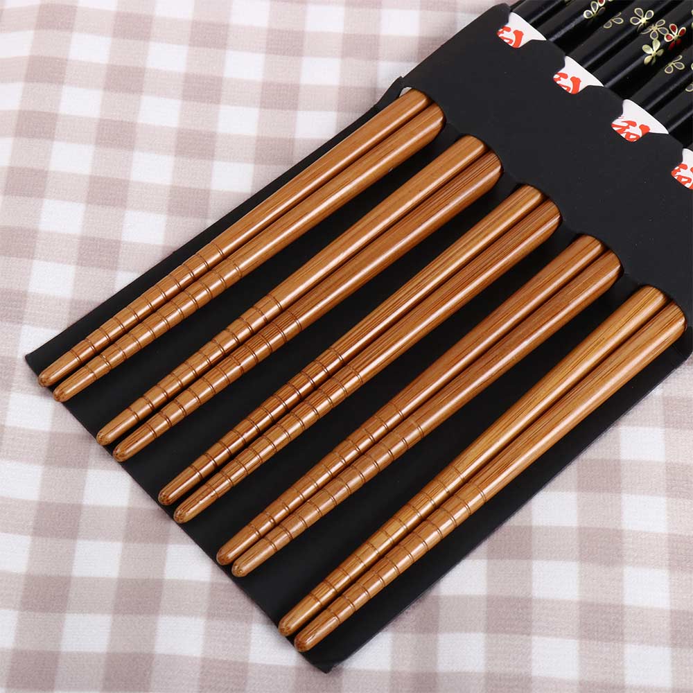 Reusable 5 Pair Chopsticks Set Handmade Japanese Style Natural Wood Chopsticks Sushi Food Cat Flower Wooden Chop Sticks