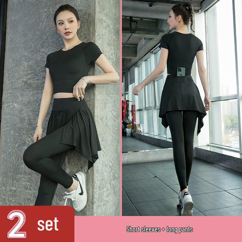Plus Size Women's Quick Dry Short Sleeve Yoga Set - High-End Feel for Spring/Summer Fitness & Morning Runs