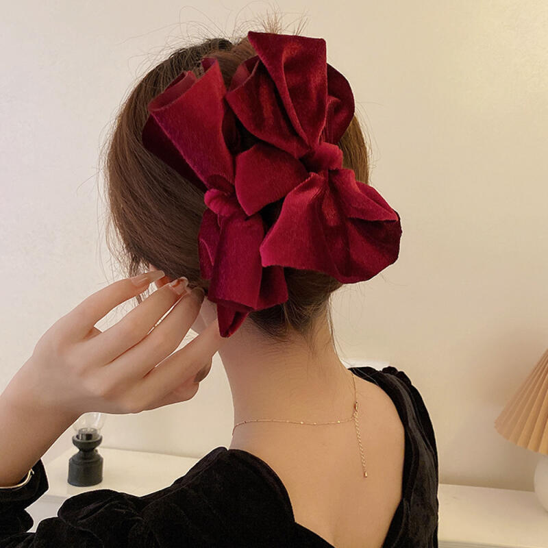 Buddy Lovely Velvet Ribbon Hair Clips Large Hair Clips wine