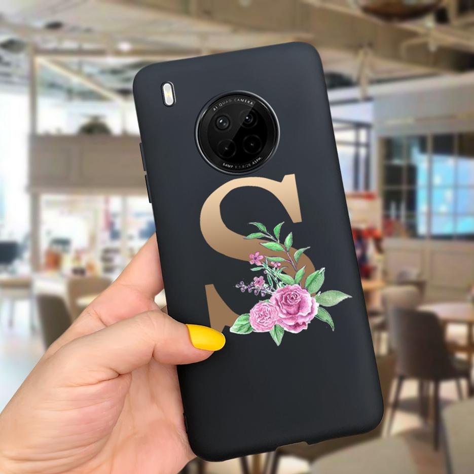 For Huawei Y9a 2020 Case 6.63'' Cute 26 Letters Cover Case For Huawei Y9a Y 9a Soft TPU Fundas HuaweiY9a Shockproof Phone Bumper