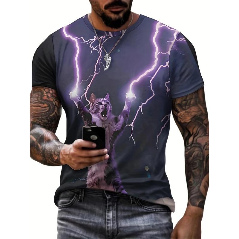 

Летний топ с круглым вырезом и принтом 3D животных, модные повседневные футболки с короткими рукавами для мужчин XS