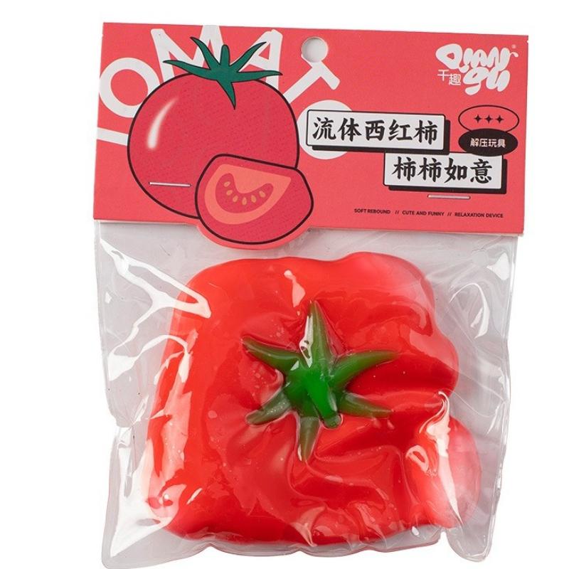 Fake Food Squishy Fluid Tomato Stress Relief Squeeze Toys Slow Rising Simulation Fruit Sensory Fidget Toy Anxiety Relief Gift