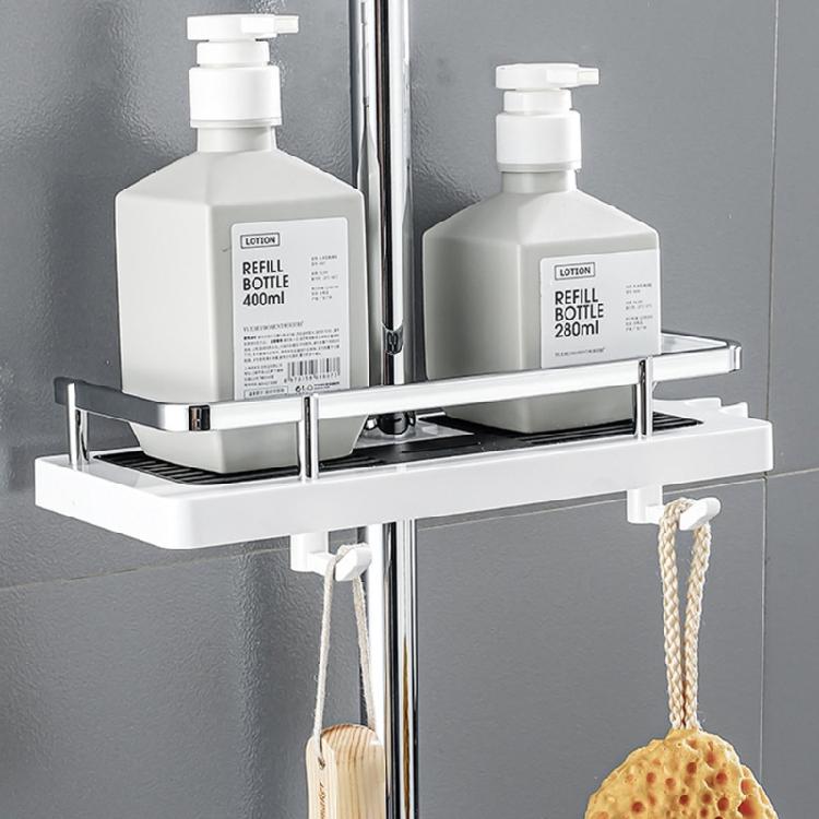 2 Pieces Shower Head Holder Bathroom Organizers Plastic Storage Rack Rental Friendly Shower Gel and Shampoo Tray