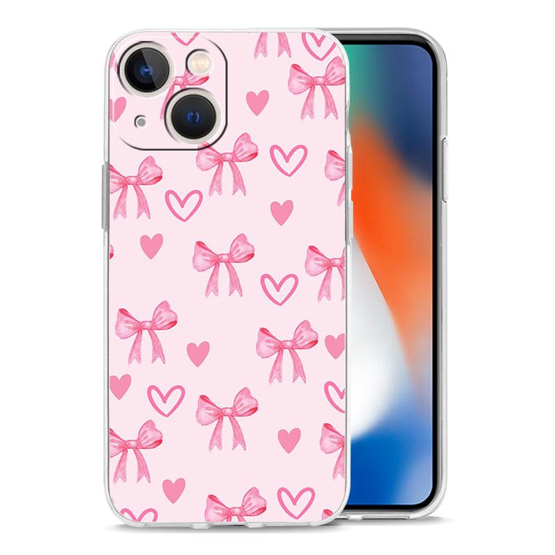Phone Case For iPhone 17 Cases iPhone Air 16 15 12 13 14 Pro Max 7 8 Plus 16Pro iPhone11 Soft Cover Cute Pink Heart Bow