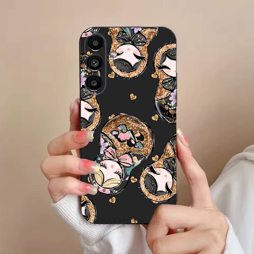 

Cute Cool Russian Art Matryoshka Phone Case For Samsung S25,24,21,22,23,S30,Ultra,S20,Plus,Fe,Lite,Note,S10,S9,Black Soft Shell SamsungS235G