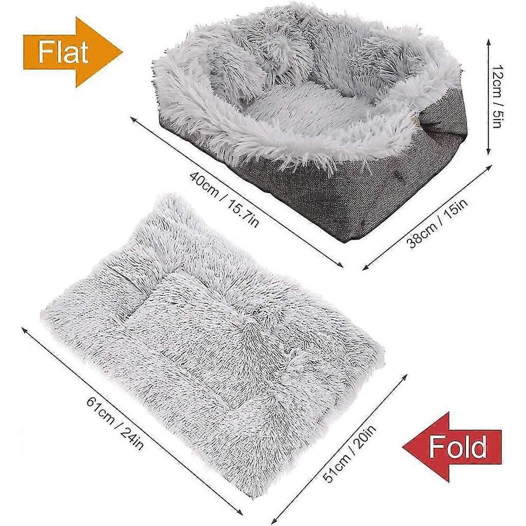 New ModelsCat Cushion Bed, Plush Pets Puppy Kitten Small Dog Super Soft Warm Washable Foldable (grey)