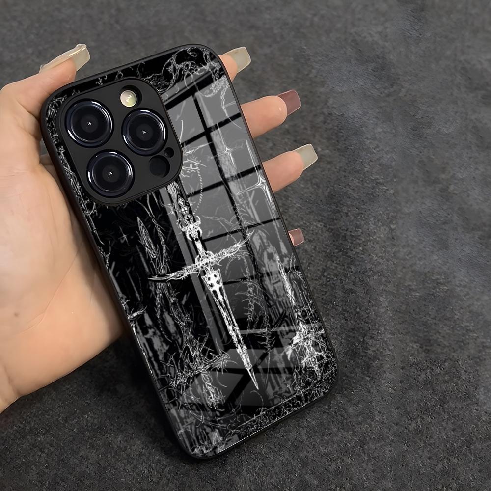 Sigilcore Punk Angel Phone Case For IPhone 17 Air 16 E Pro Max 15 14 13 Mini 12 Pro 11 Max Plus Black Glass Cover