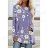 Spring and Autumn Round Neck Small Daisy Flower Pattern 3D Printed Top Fashionable Casual Long Sleeved Women's T-shirts