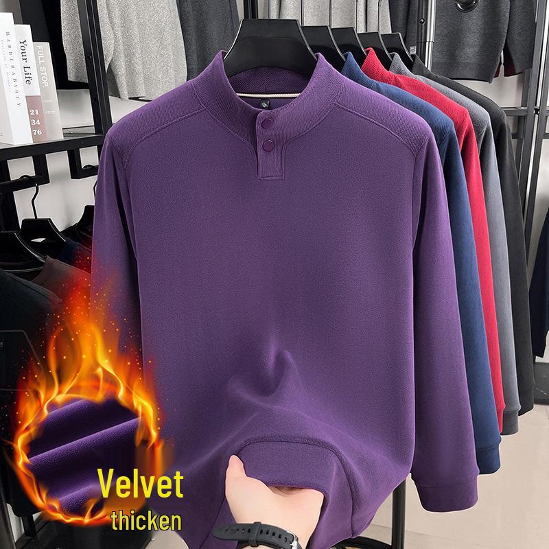 Men s Winter Fleece Stand Collar Hoodie with Velvet Base Layer XL: 135-155 lbs