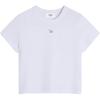 Logo Round Neck Short Sleeve Slim Fit Cropped T-Shirt Women Tops White OW00104KJ0008-P100