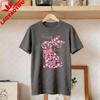 Happy Easter Pink Floral Chinoiseries Bunny Bow TShirt Holiday Party Gift Cute Rabbit Unisex TopsOneck Short Sleeve Graphic Tops