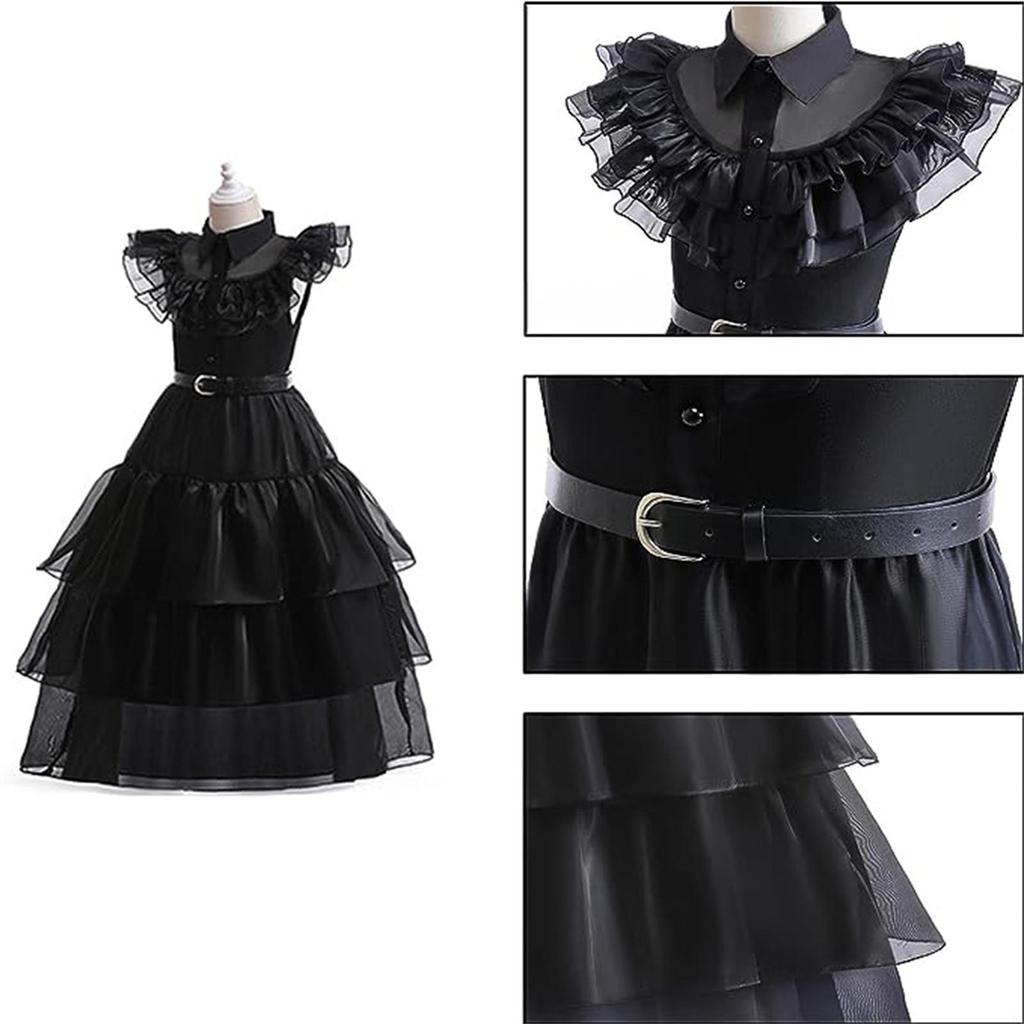 Bambini Mercoledì Vestito Halloween Costumi Vestito Cosplay Festa Costume