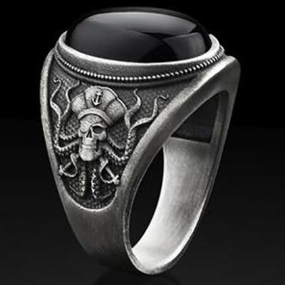 Goth Pirate Skeleton Octopus Ring for Men Women  Unique Retro Black Zircon Punk Female Motorcycle Rings Party Jewelry Gifts