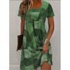 Patchwork Cowboy Pattern Women Mini Dresses Summer Short Sleeve 3D Printed Streetwear Ladies Dress Casual Dress
