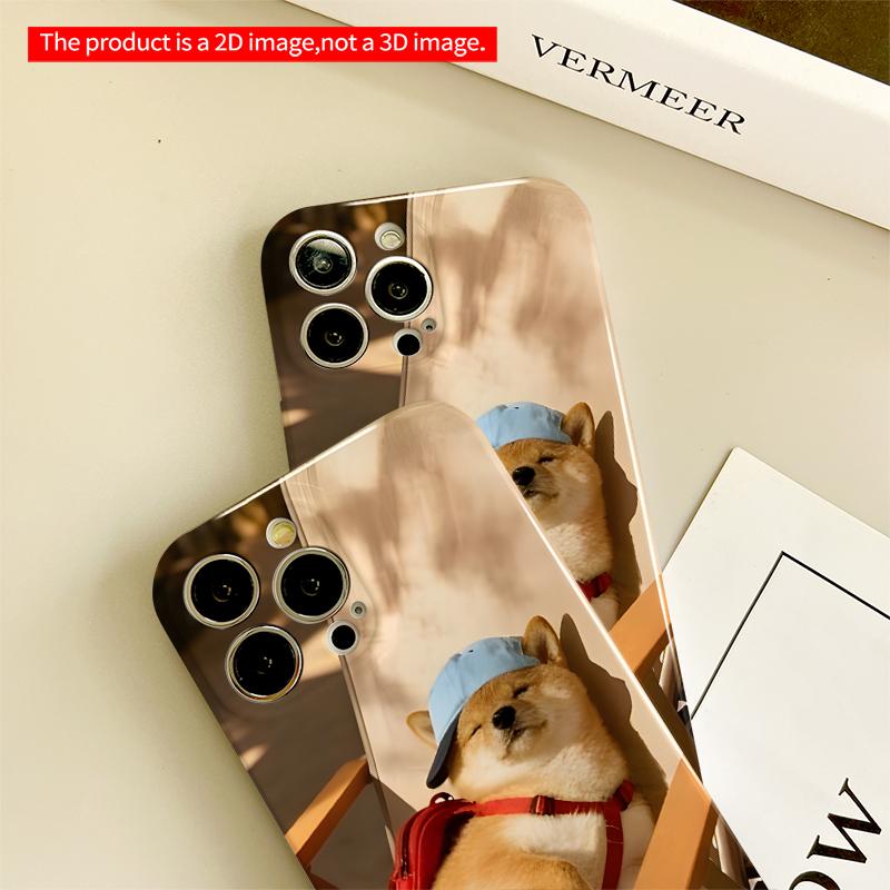 2DFlat Sunset Shiba Relaxing On Chair All Inclusive Film Hard iPhone Case, Compatible with iPhone 18 Pro Max 17 16 15 14 13 12 11