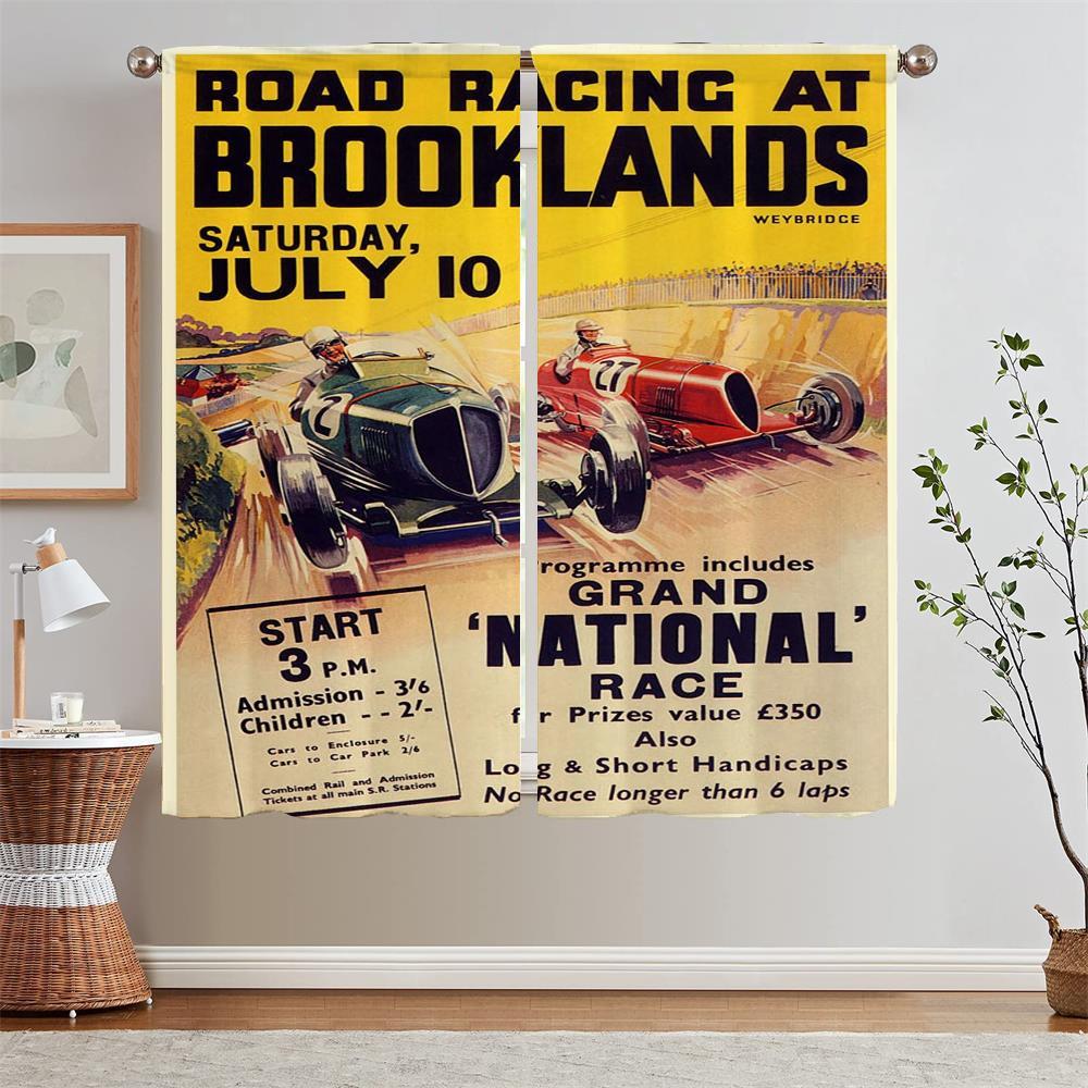 

Vintage Car Races Bedroom Blackout Curtains for Living Room Window Curtains on Offer Free Shipping Blinds Curtain Rods Blind W50xH70cmx2pcs-CL