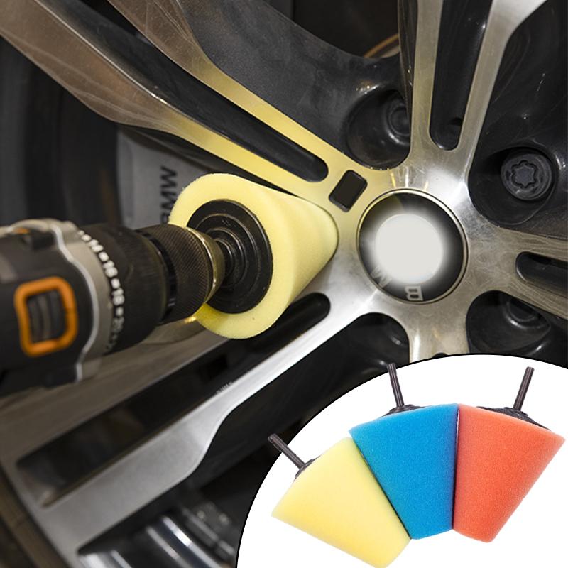 Auto Radnaben Polierschaft Polierschwamm Power Konische Polierschwamm-Scheibe für Automobil-Reifennabe Auto Schwamm Auto Gadget