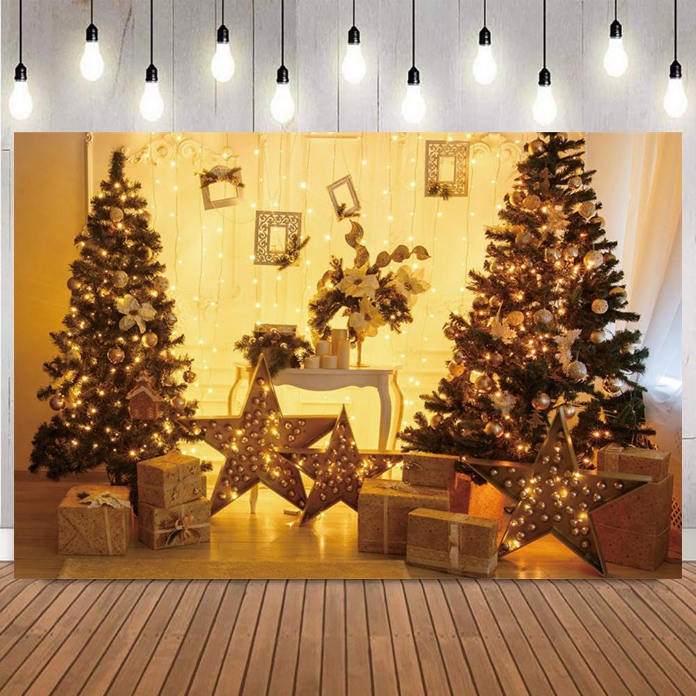 Christmas Day Backdrops For Photography White Wooden Wall Xmas Trees Wreath Fireplace Decor Family Party Photo Backgrounds5