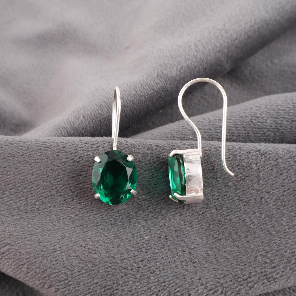 Grønne smaragd edelstens øredobber smykker, Håndlagde nydelige sølv øredobber, 925 sterling sølv smykker for bryllupsgave